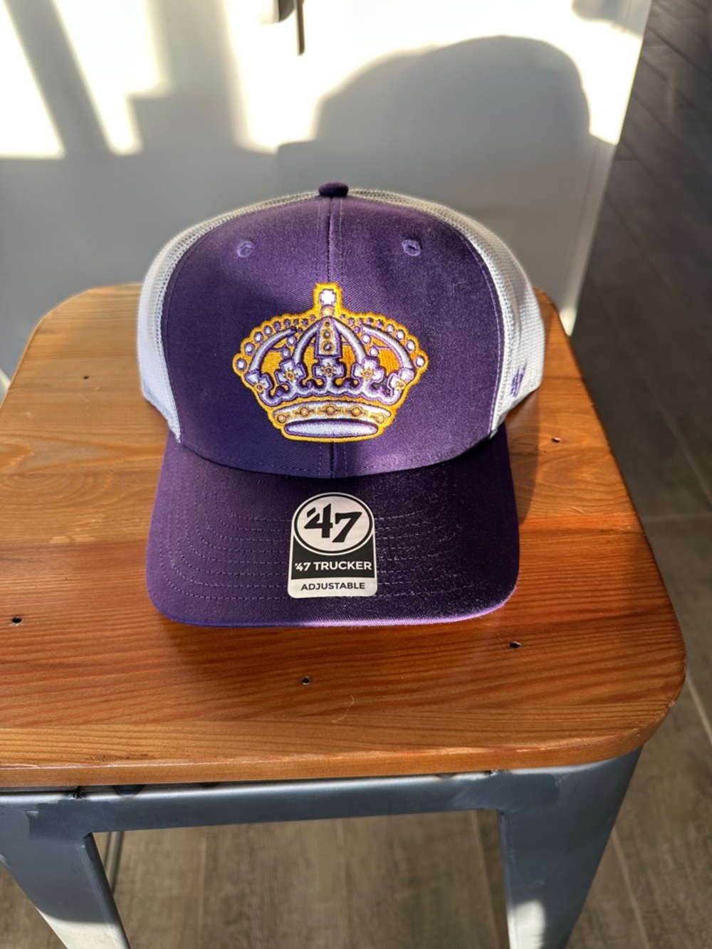 47 Kids Trucker Hat with Purple Front and White Mesh